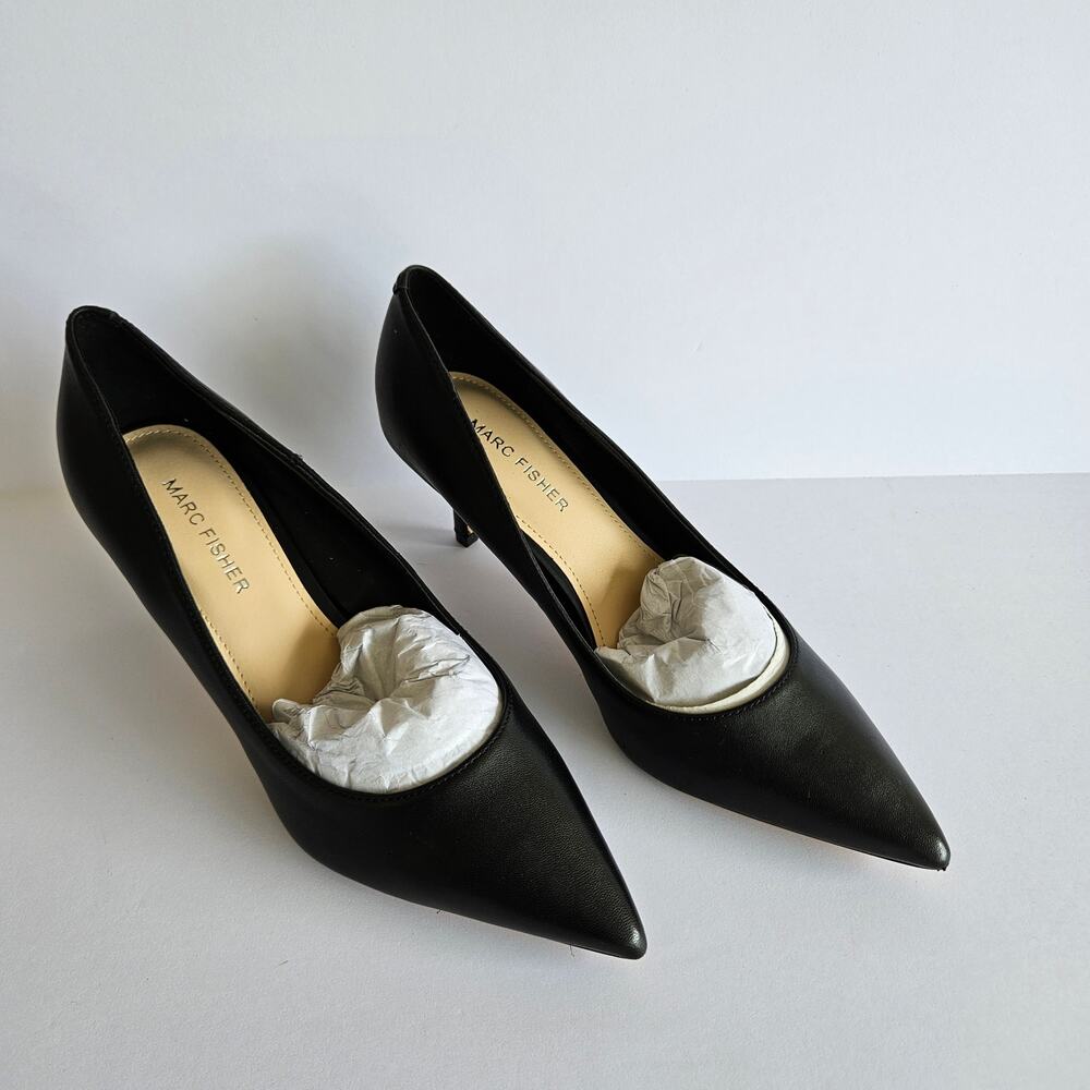Marc Fisher Alola Pumps Black Pointed Toe Kitten Heel Womens 7M NIB